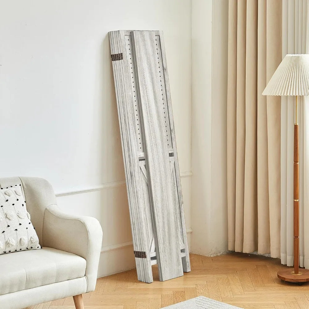 6 Panel Room Divider Wood Folding Privacy Screen with Shelves
