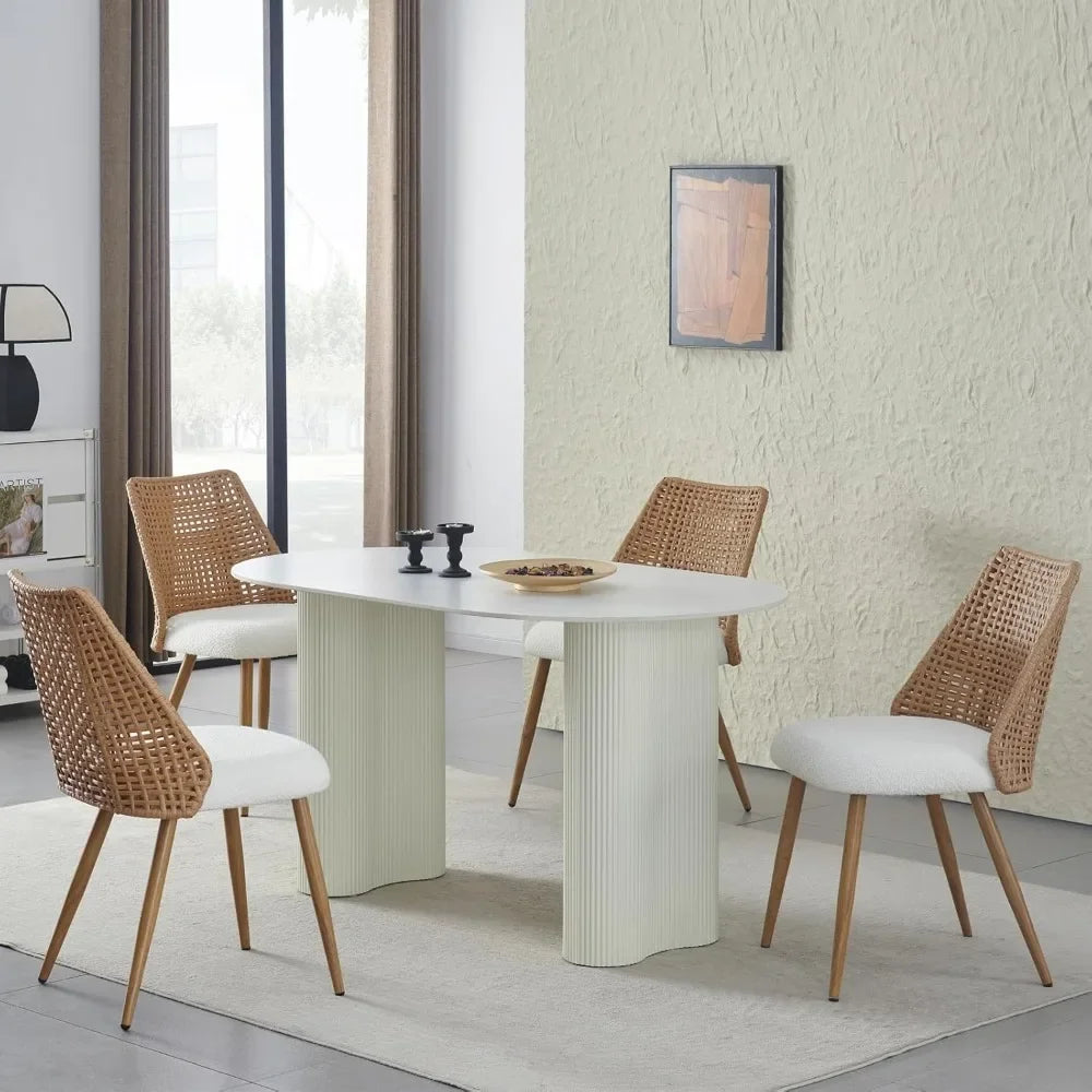 Rattan Dining Chairs Set of 4 Mid-Century Modern Kitchen Accent Chairs