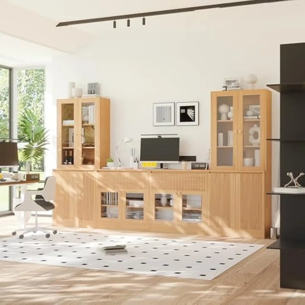 Large 4-Piece TV Stand with Bookshelves for TVs up to 75 Inches