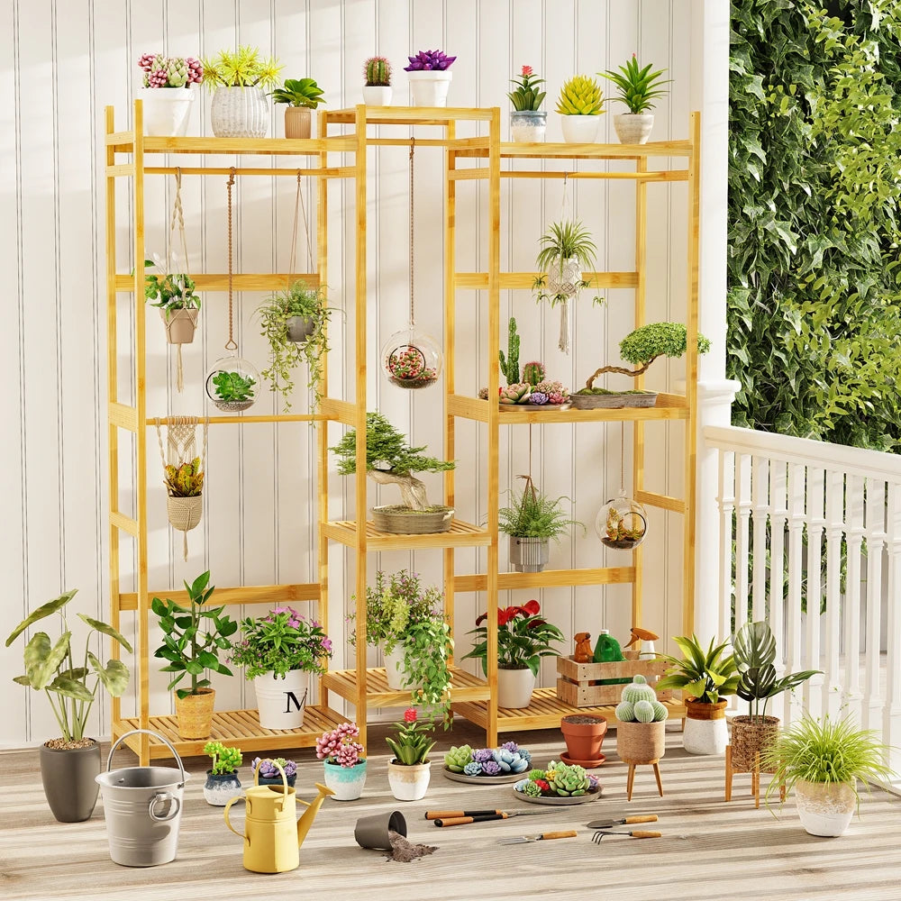 Bamboo Clothes Rack Stand Organizer Multifunctional Garment Rack