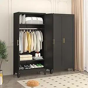 Metal Armoire Wardrobe Closet 71 Inch Storage Cabinet with Drawers