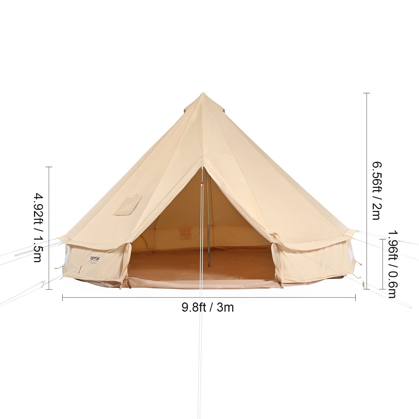 Ljustra Canvas Bell Tent 5m Yurt Tent for 8 People Camping Stove