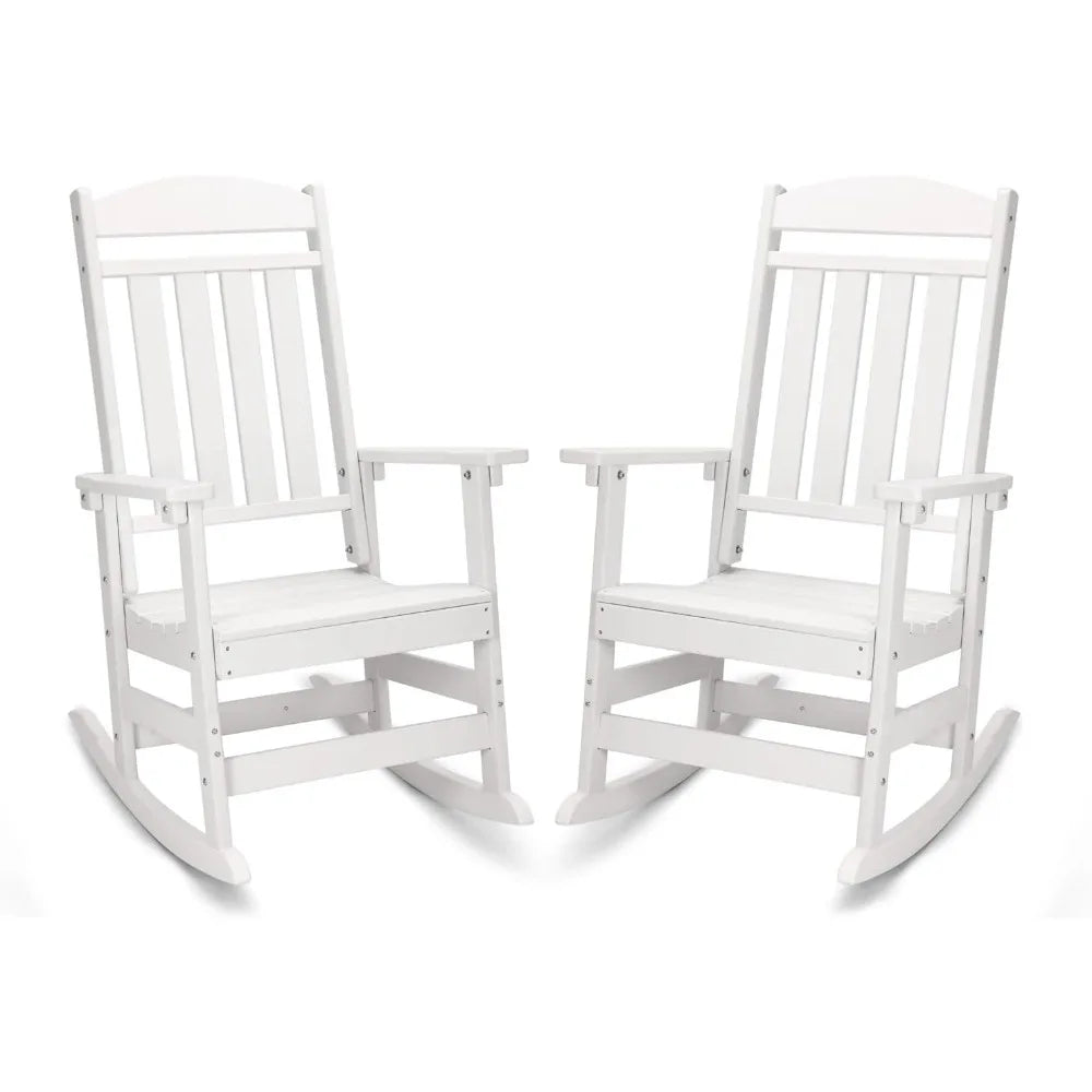 Patio Rocking Chairs Set of 2 HDPE All Weather Outdoor Rockers