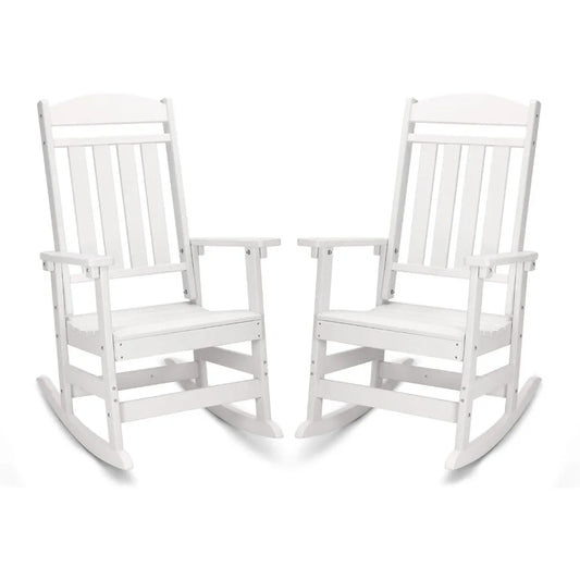 Patio Rocking Chairs Set of 2 HDPE All Weather Outdoor Rockers