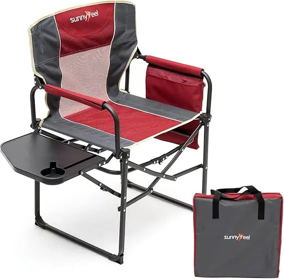 Heavy Duty Portable Folding Camping Chair with Side Table and Pocket
