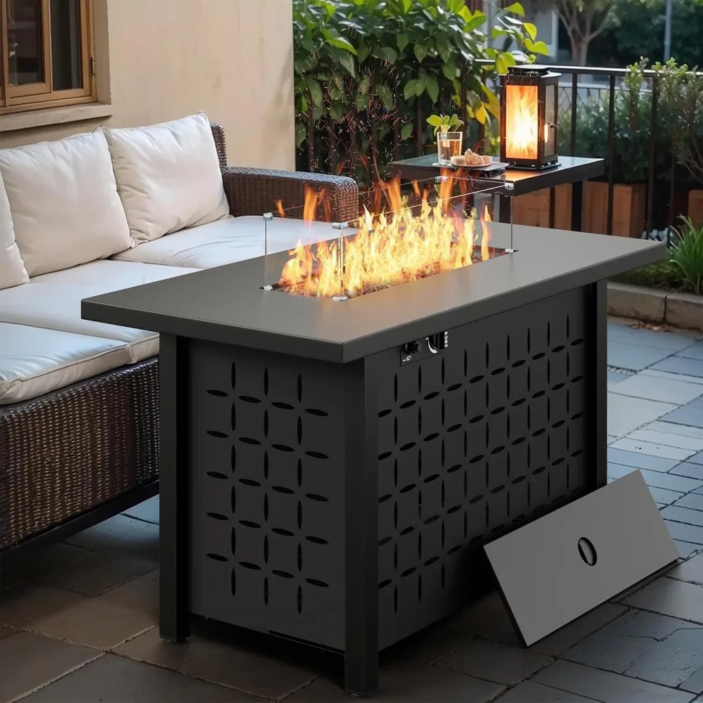 43 Inch Gas Fire Pit Table 50000 BTU Outdoor Rectangular Propane Firepit