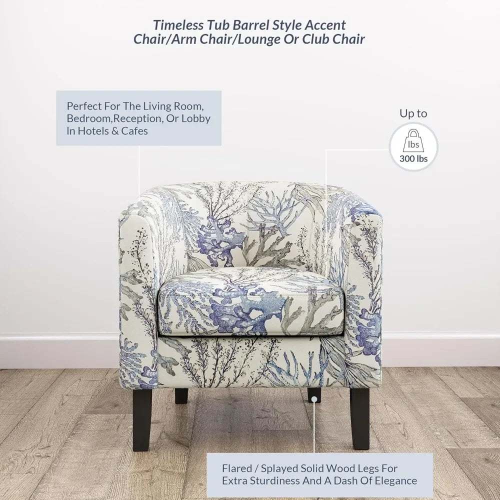 Living Room Barrel Accent Chair Cozy Upholstered Club Tub Chair