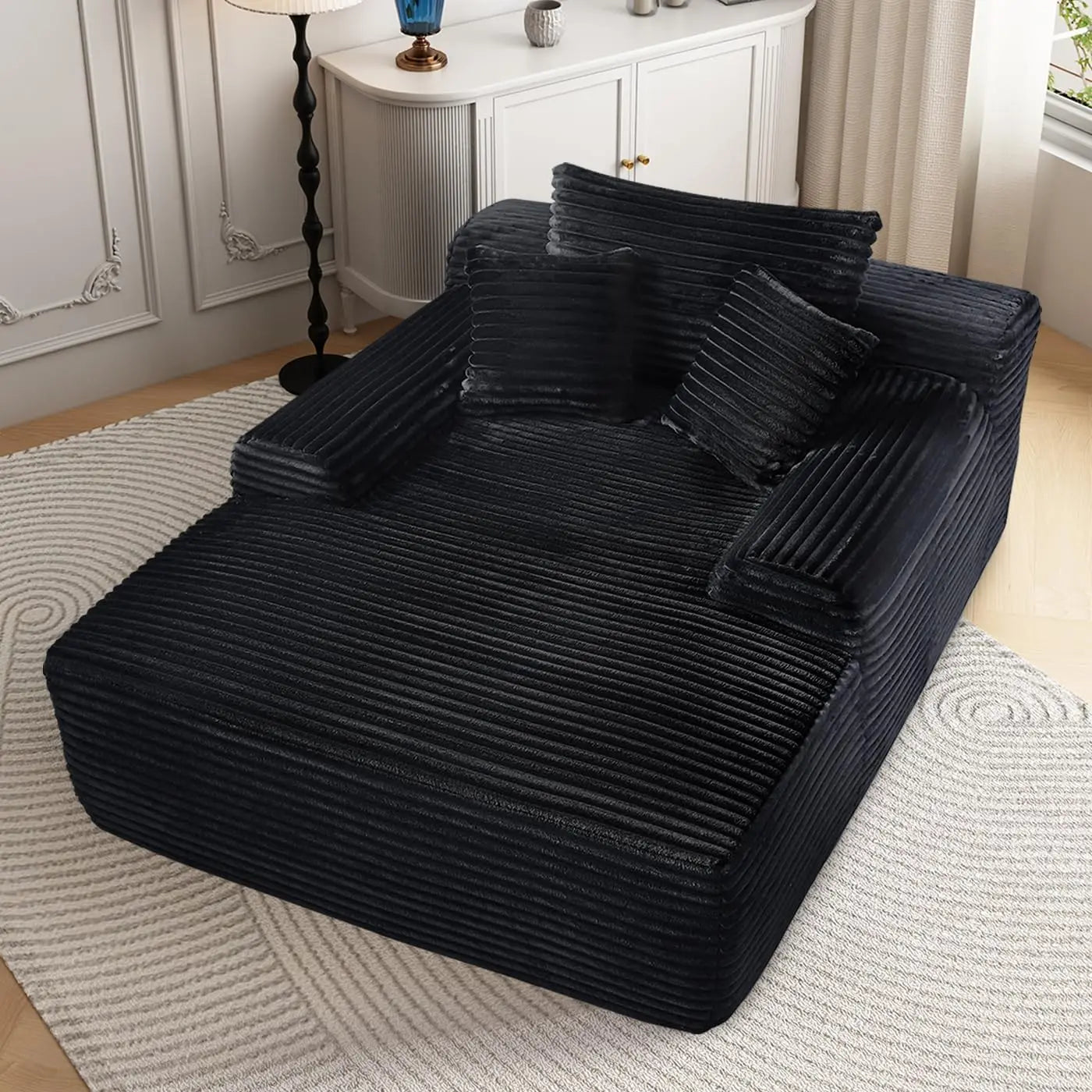 68 Inch Chaise Lounge Chair Indoor Plush Cloud Couch Oversized Sofa Bed