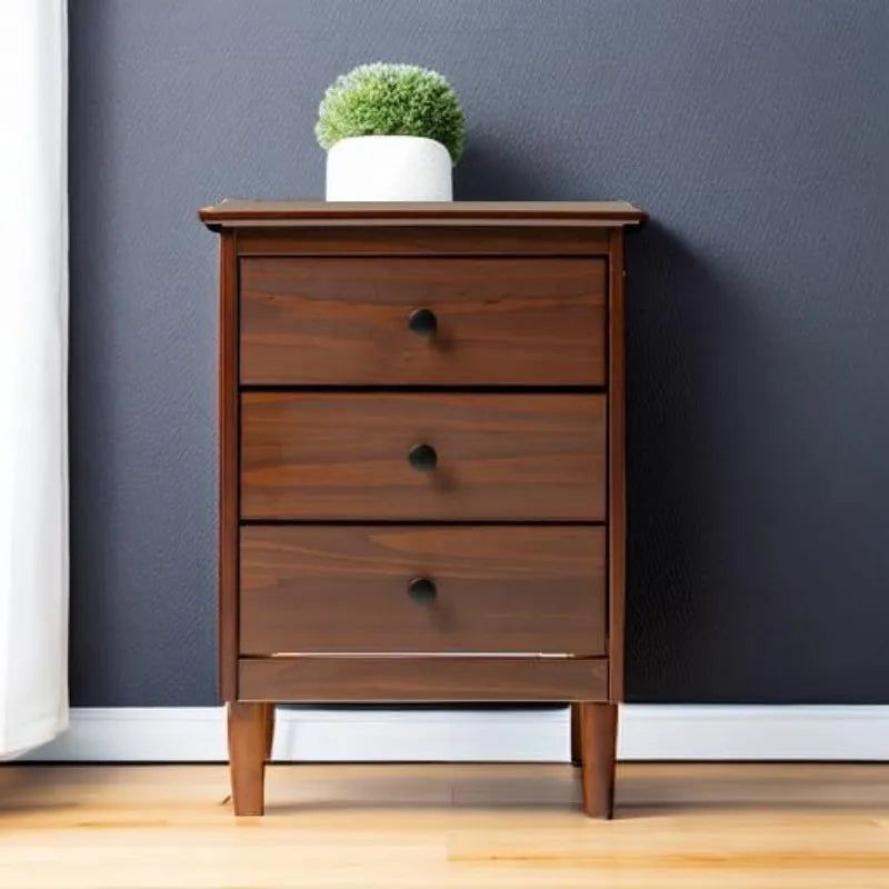 Ljustra Traditional Wood 3 Drawer Nightstand Storage Bedside Table