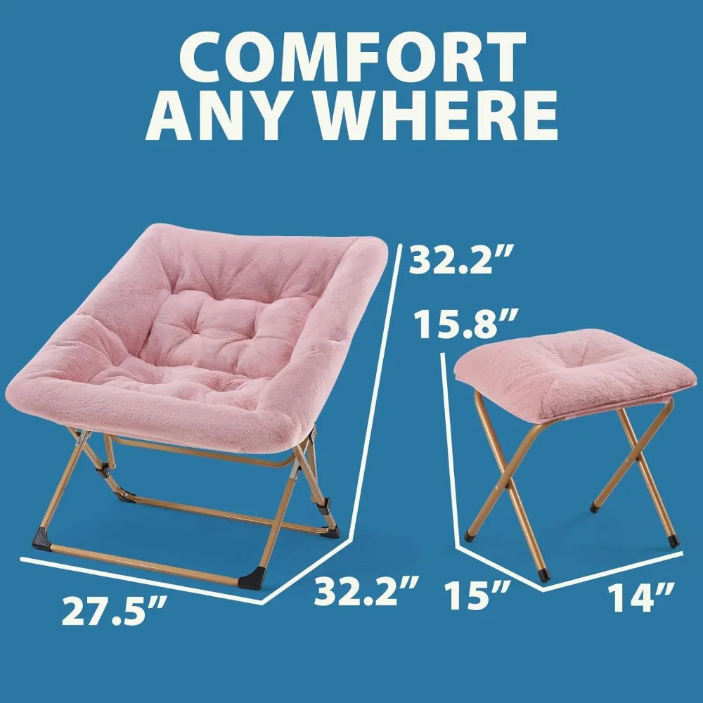 Comfy Faux Fur Folding Lounge Chair for Bedroom Living Room Dorms