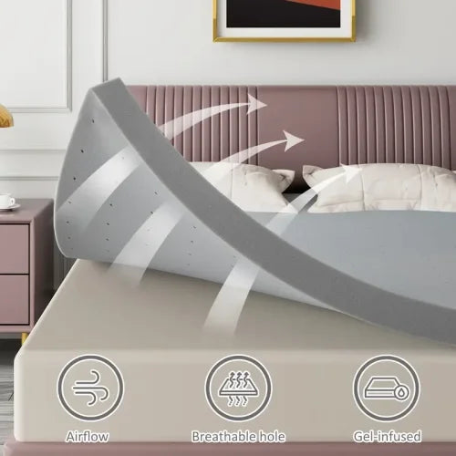 Extra Firm Queen Mattress Topper 2 Inch High Density Foam Bed Support