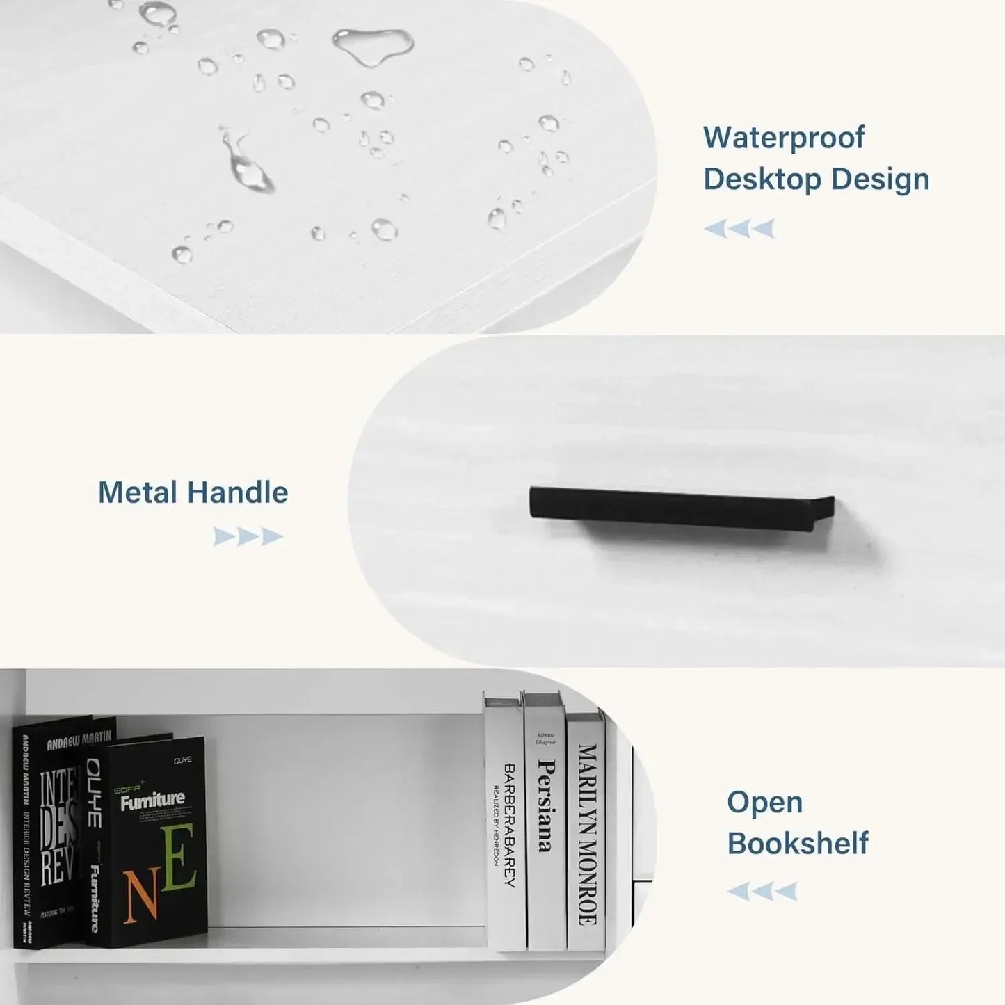 White Desk 4 Drawers Computer Desk Wood Writing Workstation Student Desk