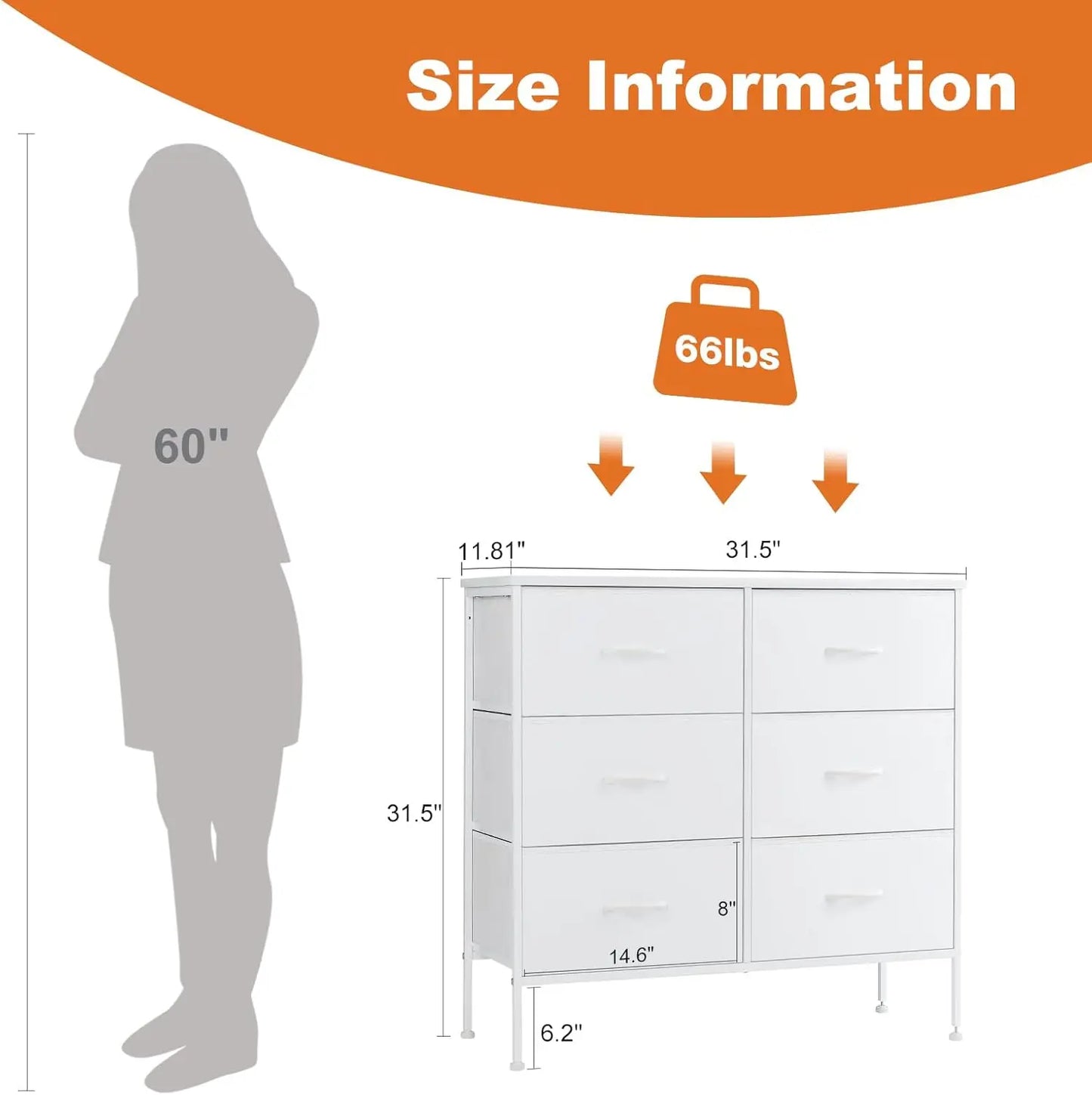 Ljustra 6 Drawer Nightstand Modern Storage Table for Bedroom Living Room