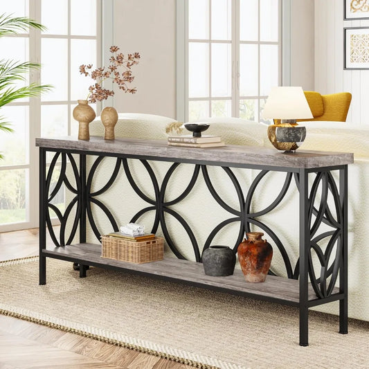 70.9-Inch Industrial Narrow Sofa Table Console for Entryway Living Room