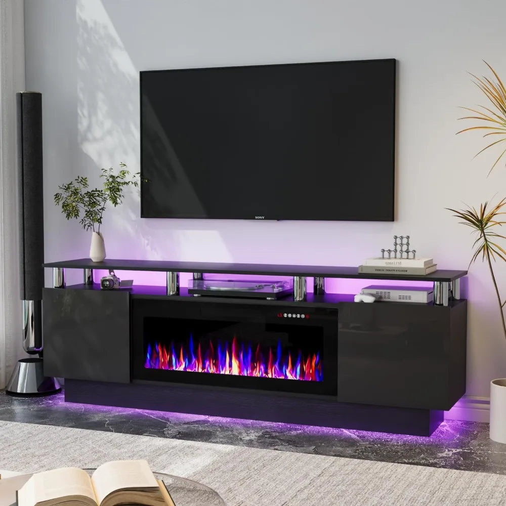 Fireplace TV Stand with 36 Inch Electric Fireplace Modern Living Room