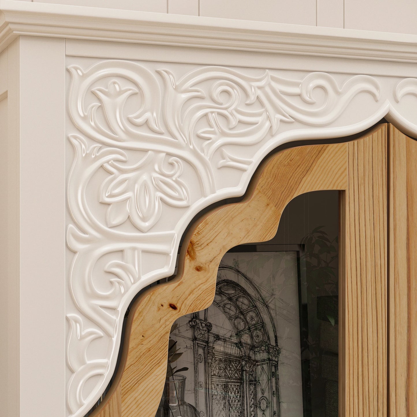 Ljustra Glass Display Cabinet 3 Shelves Drawer Modern Bookcase Storage