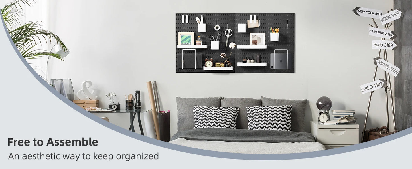 Deli 4pcs 22x22 Wall Organizer Kit with 17 Accessories for Storage