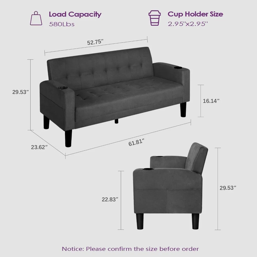 Ljustra Mid-Century Sectional Sofa Set 3 Pieces Loveseat with USB