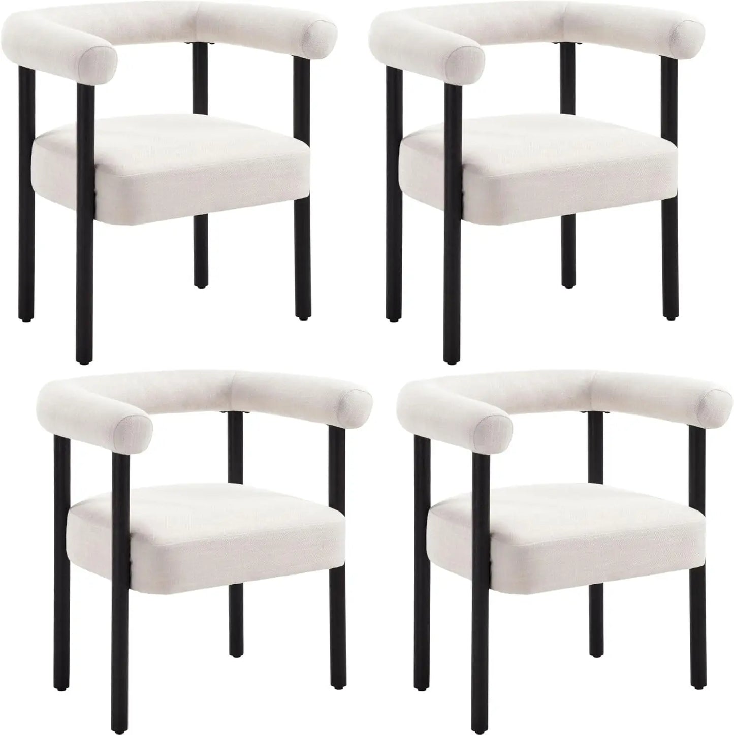 Mid-Century Modern Dining Chairs Set of 4 Upholstered Armrest Chairs