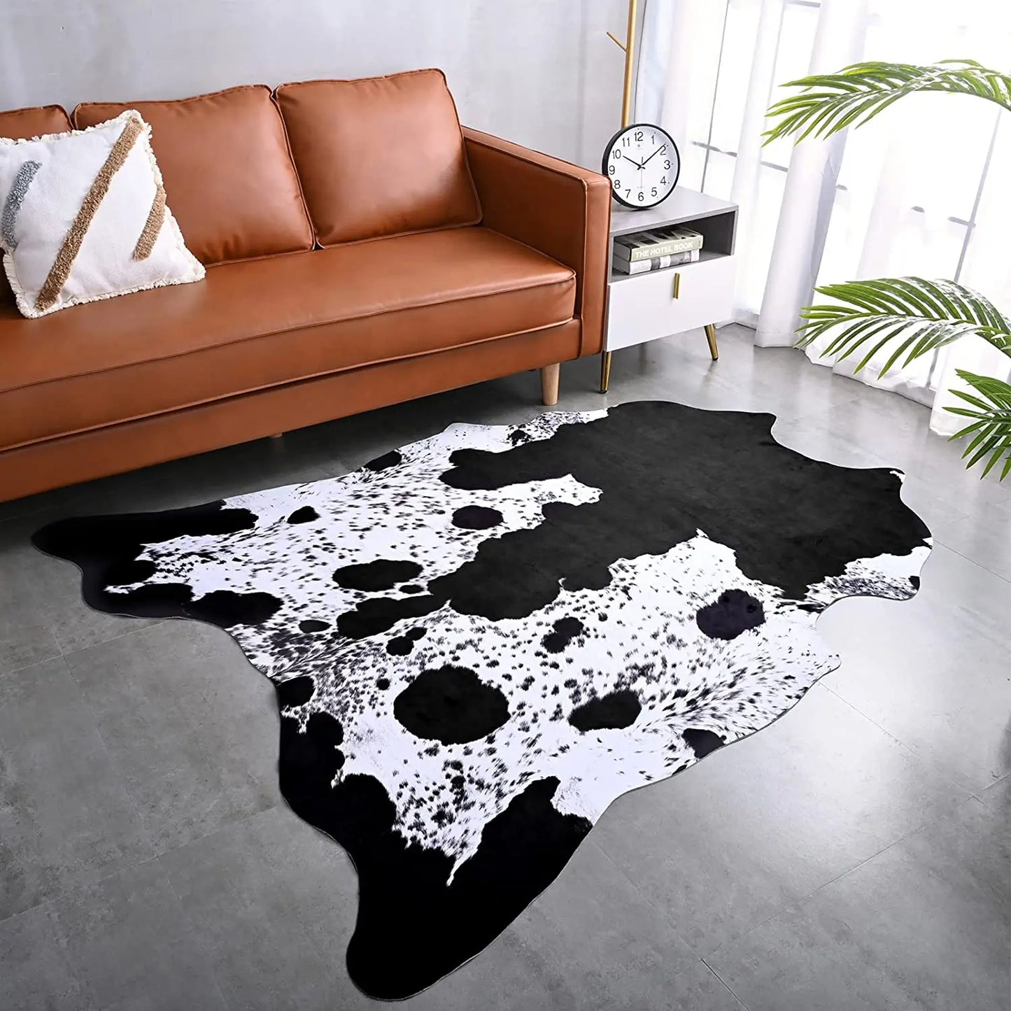 American Style Animal Print Faux Fur Cowhide Rug for Living Room Bedroom