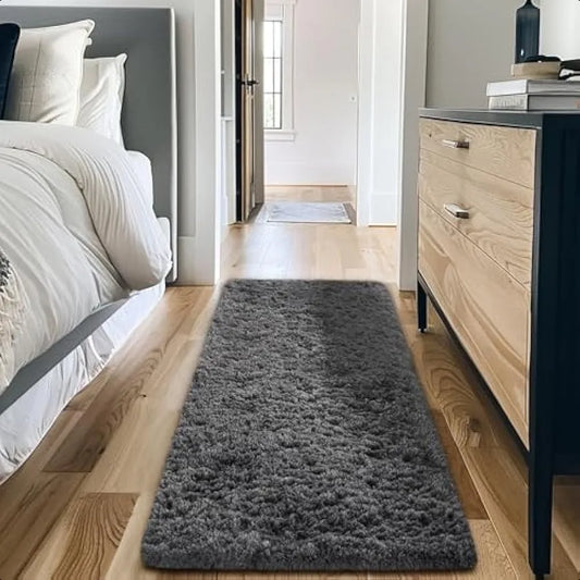 Soft Fluffy Shaggy Runner Rug Non-Slip Indoor Carpet for Bedroom Living Room