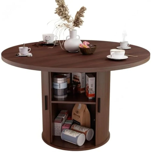 48 Inch Round Dining Table with Storage for 4 Modern Kitchen Furniture