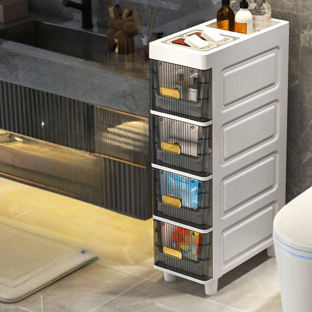 Bathroom Storage Cabinet 4 Tier Narrow Organizer Rack Waterproof Shelves