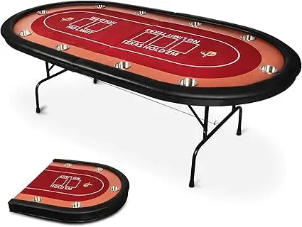 Portable 10 Player Foldable Poker Table with Cup Holders for Casino Fun