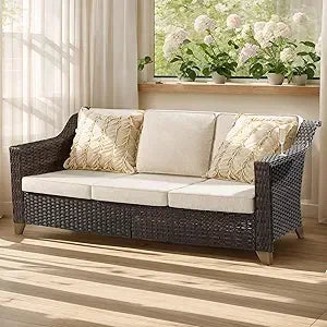 All Weather 3-Seat Patio Couch Outdoor Sofa with Premium Cushions