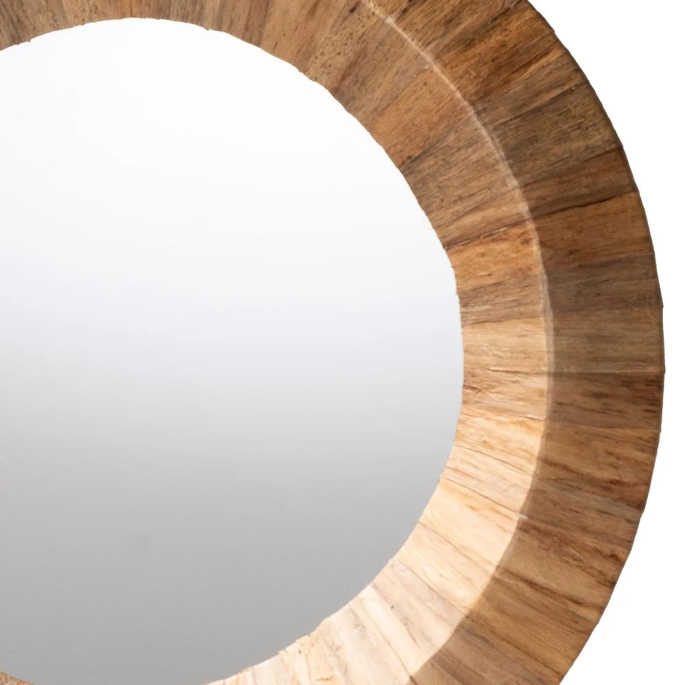 Bohemian Accent Wall Mirror Natural Grasscloth Frame Wall Decor 20"