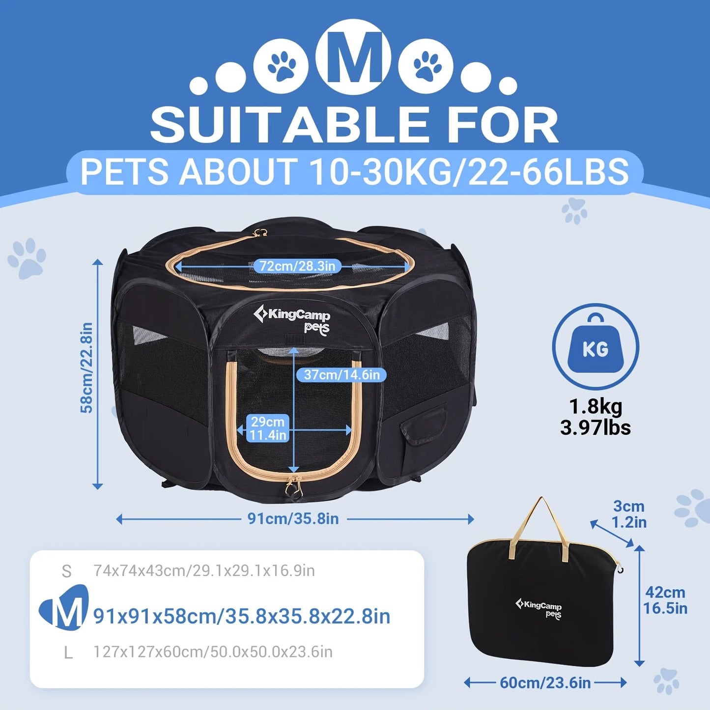 KingCamp Portable Dog Playpen Cat Tent Indoor Outdoor Foldable Kennel