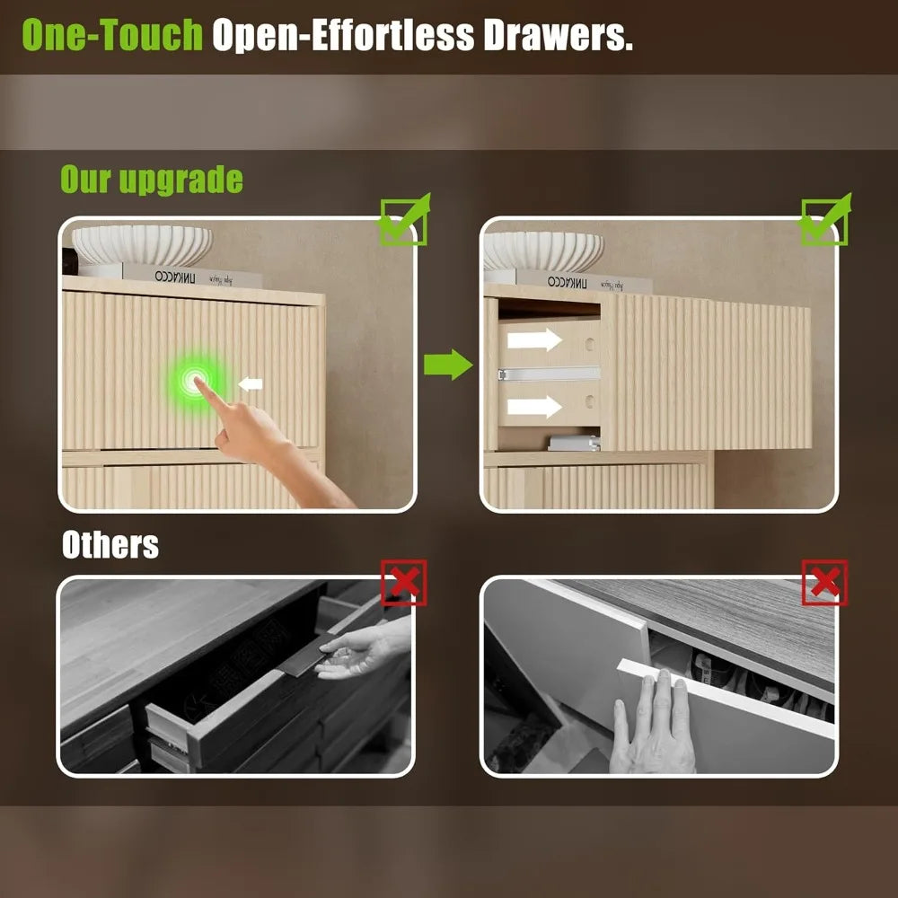 Modern 63 Inch Sideboard Buffet Cabinet with 3 Drawers and 4 Doors