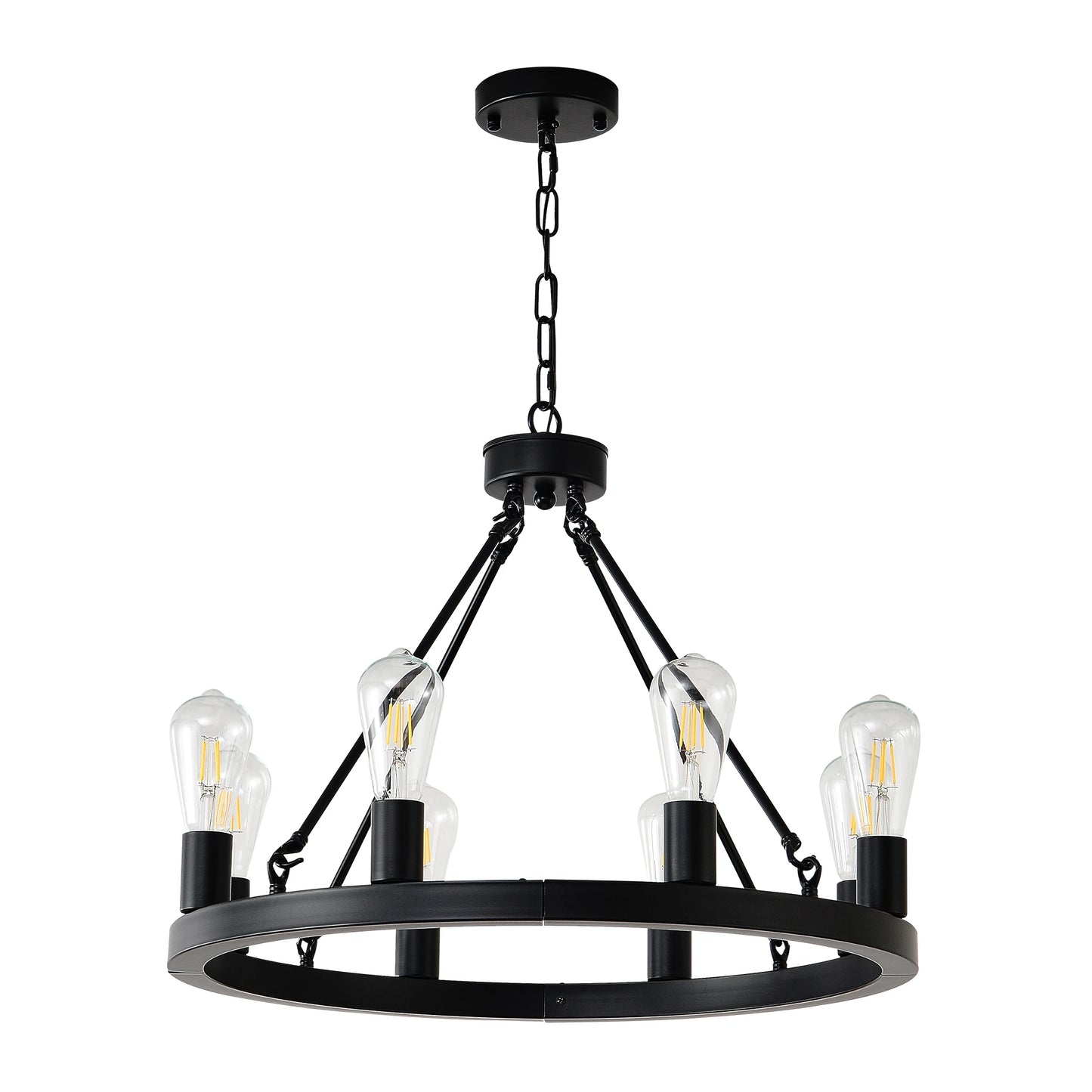 6-Light Wagon Wheel Chandelier Modern Farmhouse Fixture Living Room