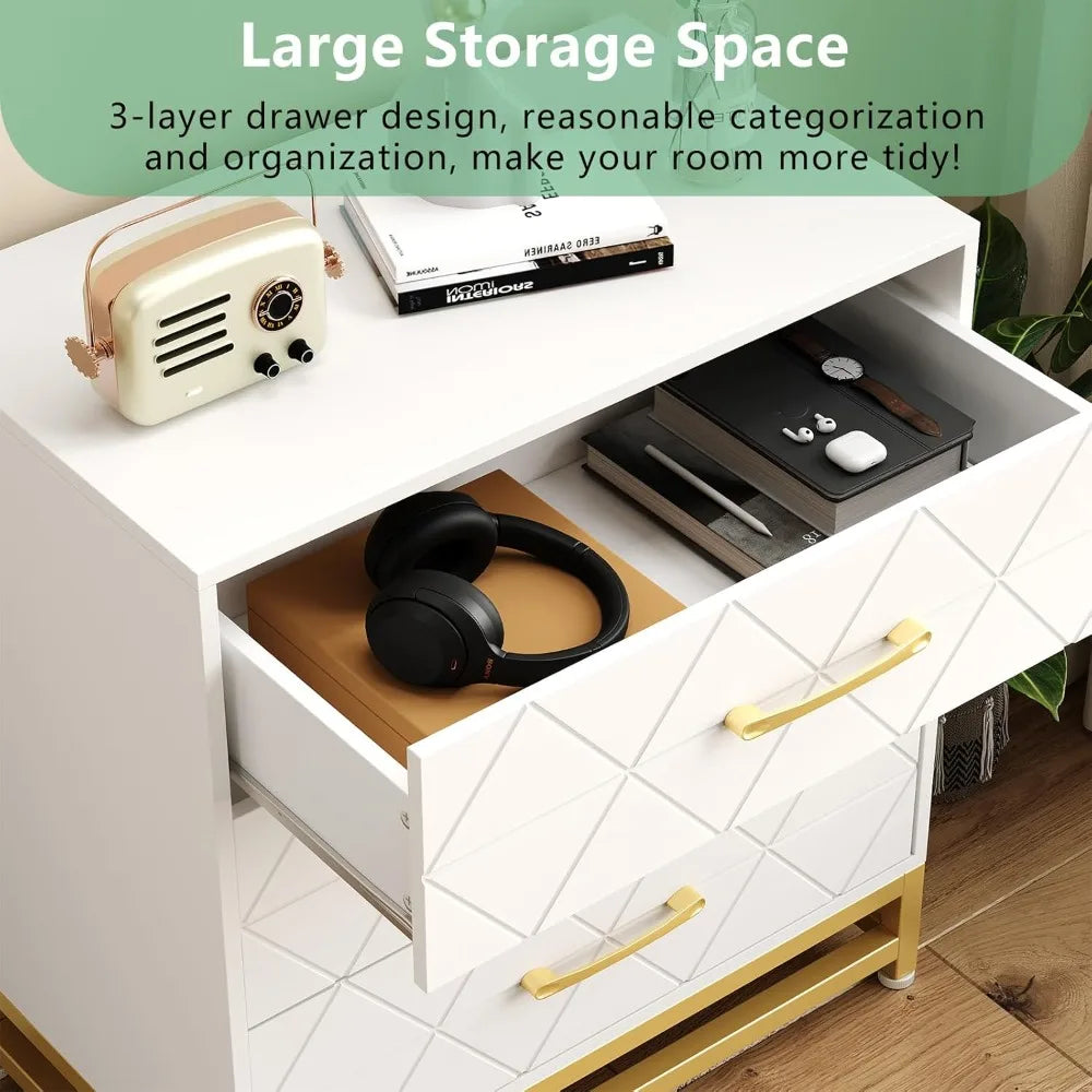 Modern 3 Drawer Dresser Chest of Drawers for Bedroom Storage Solution