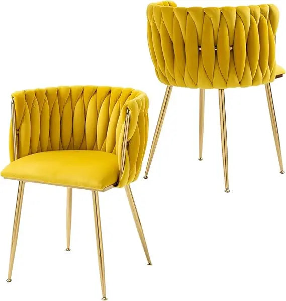 Velvet Dining Chairs Set of 2 Modern Accent Chairs with Gold Legs