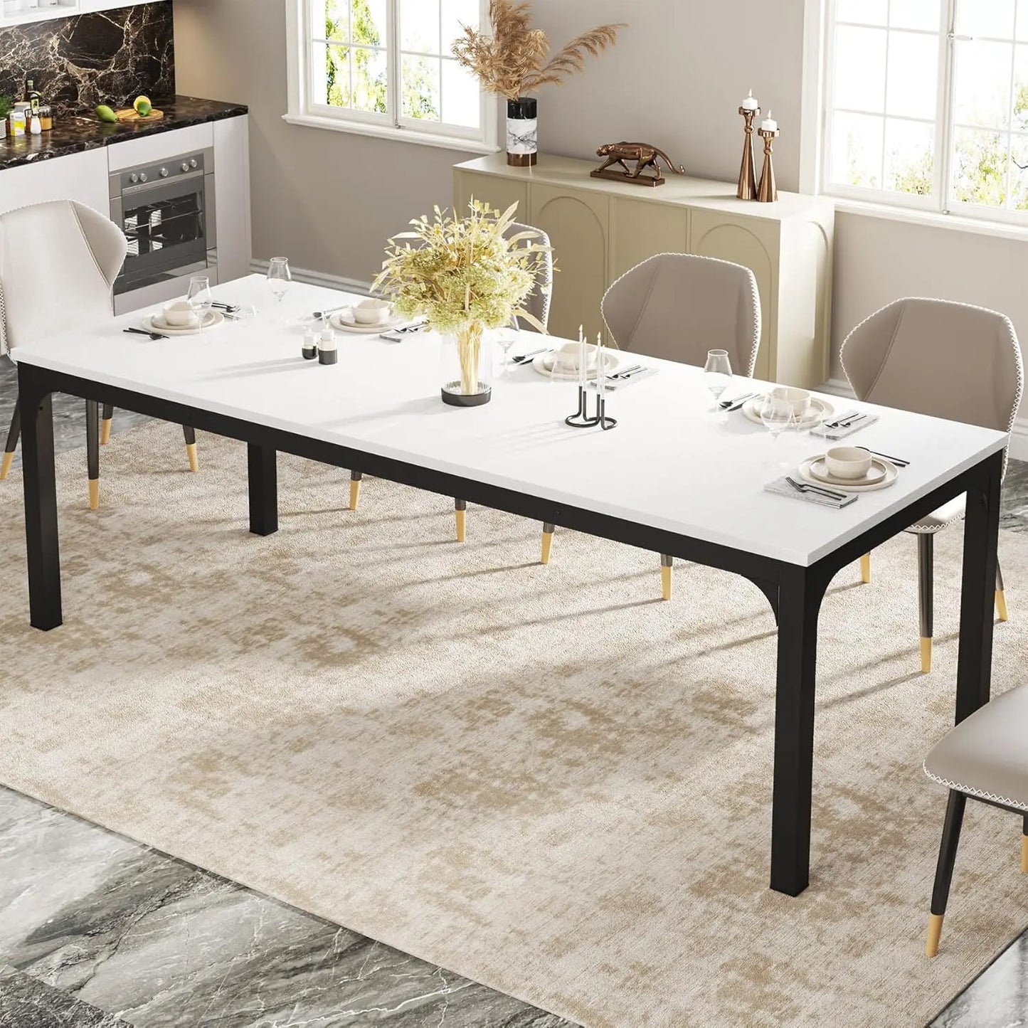 Large Rectangle Dining Table for Kitchen and Dining Room Seating