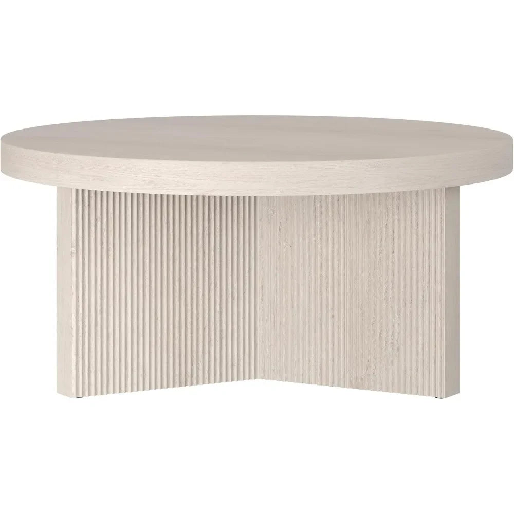 Modern Scandinavian Coffee Table 32" Round Living Room Furniture MDF PVC