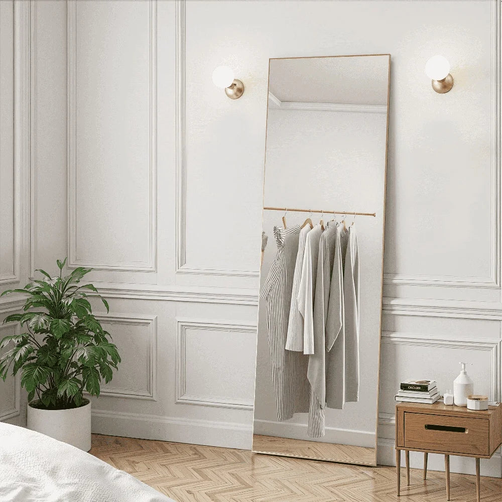 Ljustra 59in Full Length Mirror Aluminum Alloy Frame Floor Mirror HD Glass