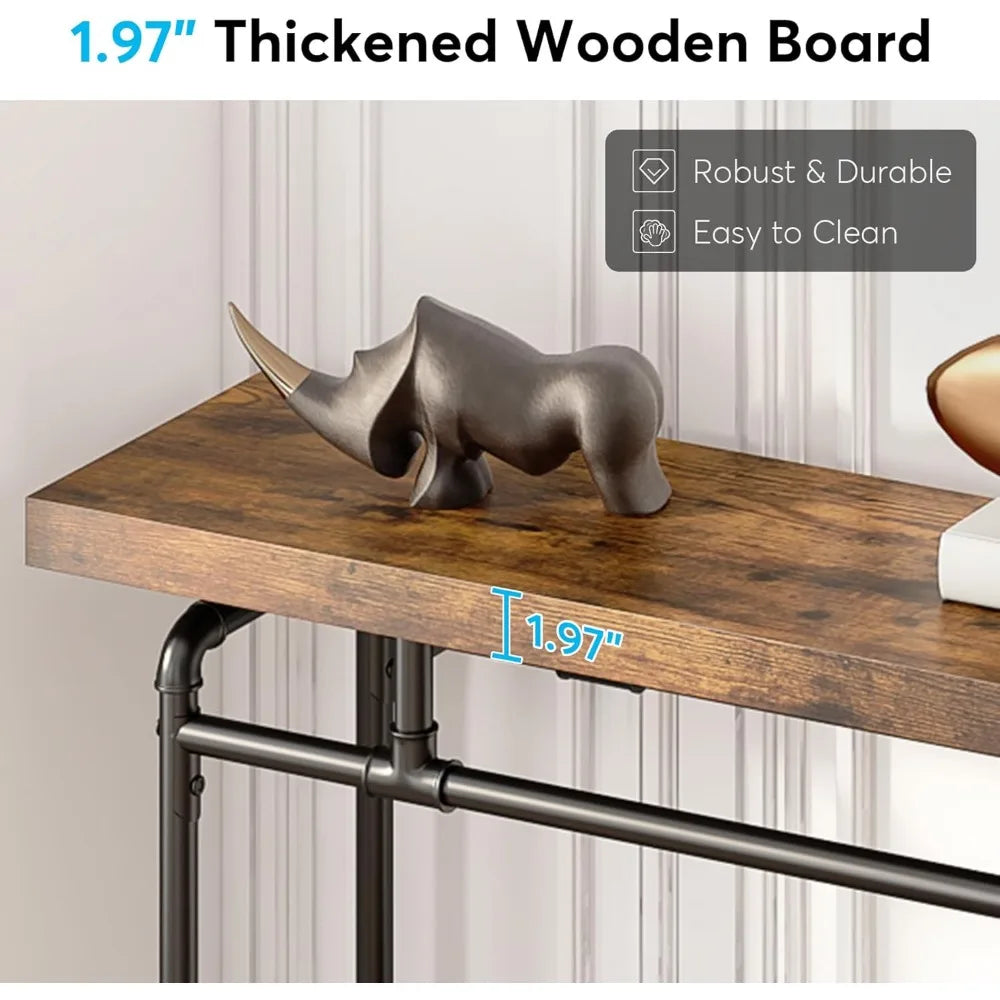 Console Table 70.9 Inch Long Industrial Narrow Sofa Table for Living Room