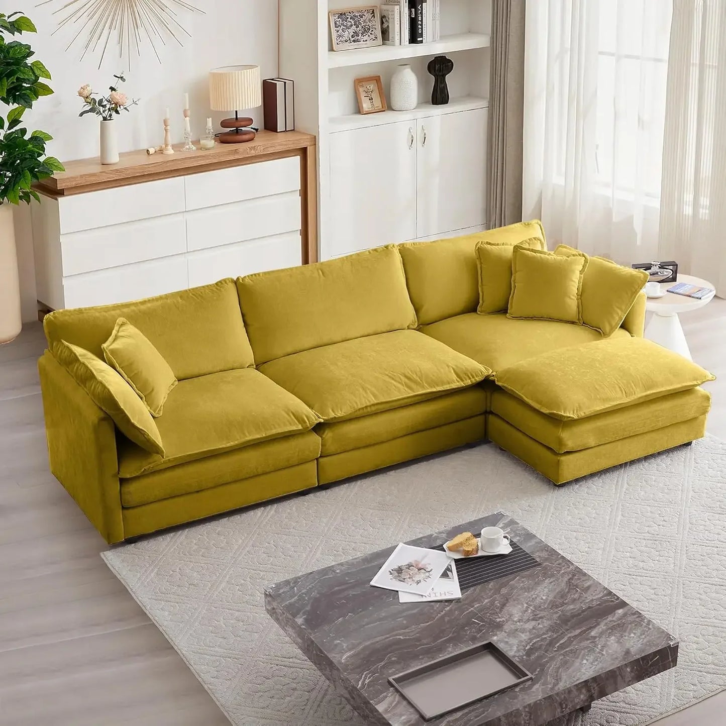 Ljustra Modular Sectional Sofa L-Shaped Couch 3-Seater with Ottoman