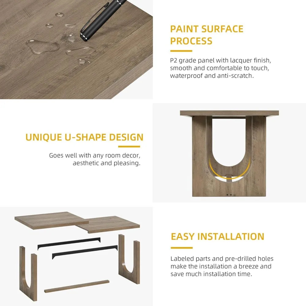 Large Rectangle Dining Table for 6-8 People Farmhouse Kitchen Table