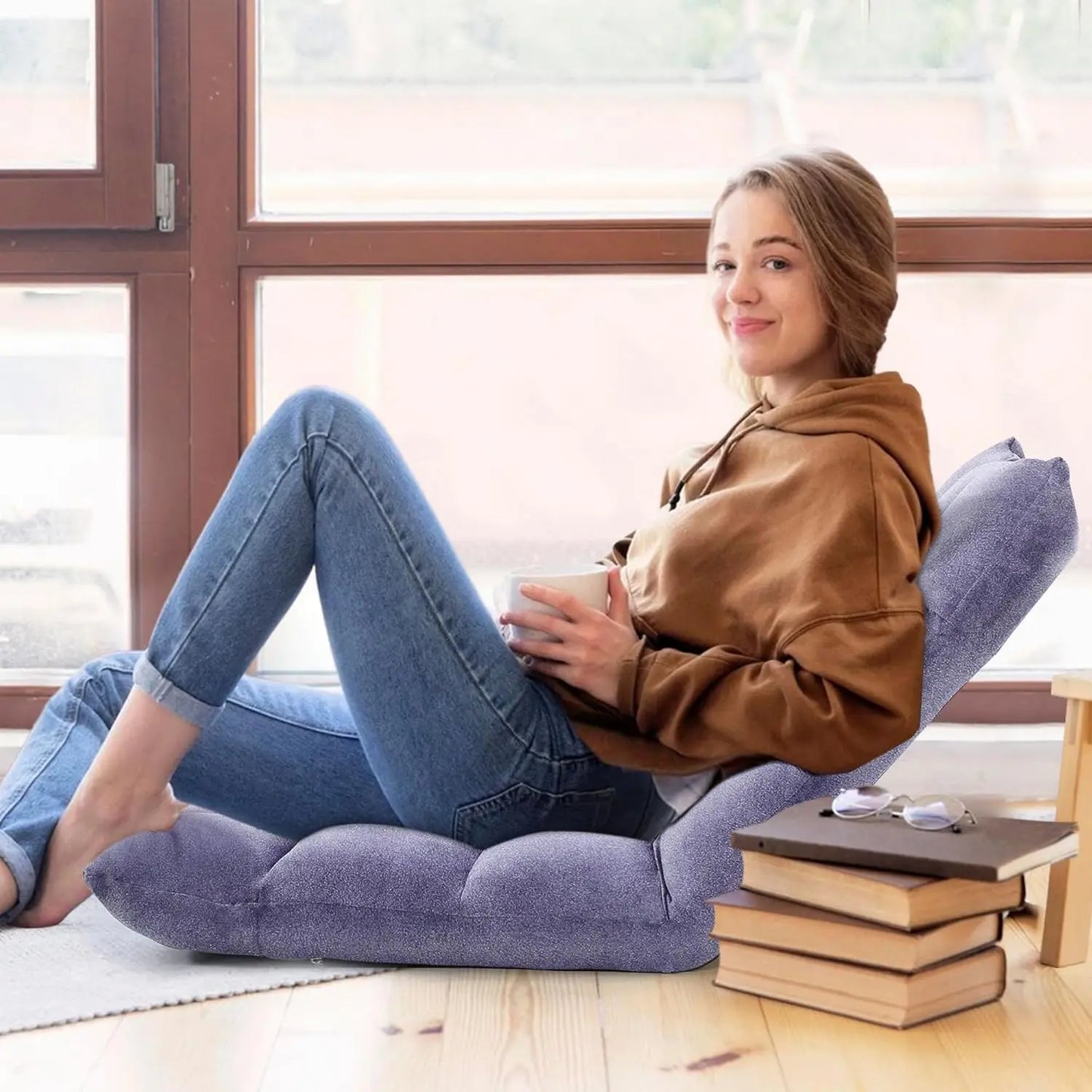 Folding Floor Chair Adjustable Backrest Japanese Style Gaming Meditation