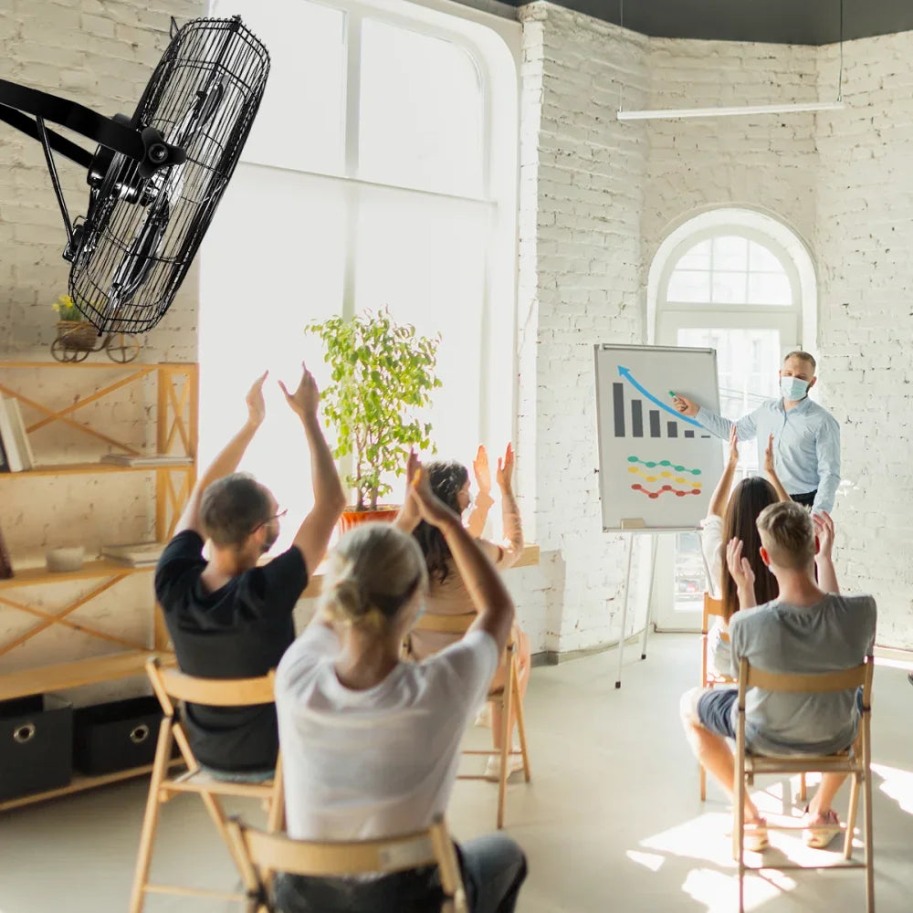 Black Industrial Wall Mount Fan High Velocity 3 Speed Quiet Air Circulation