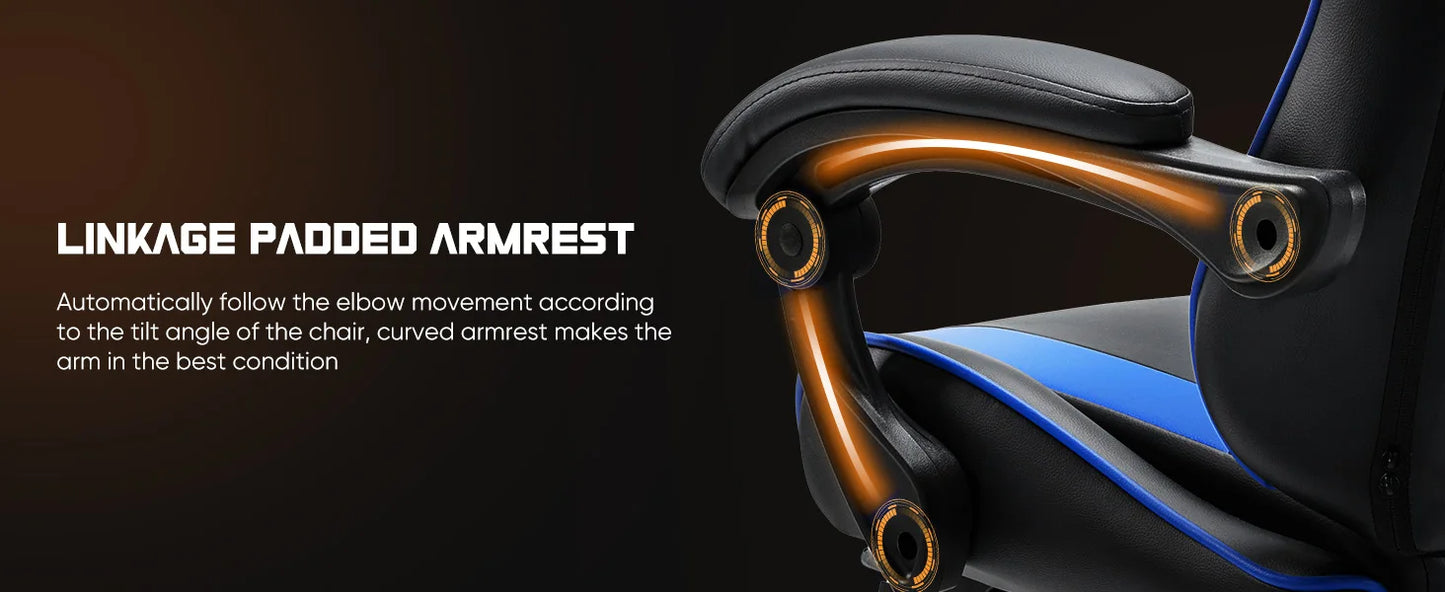 Ljustra Ergonomic Gaming Chair Adjustable Swivel PU Leather Headrest Support