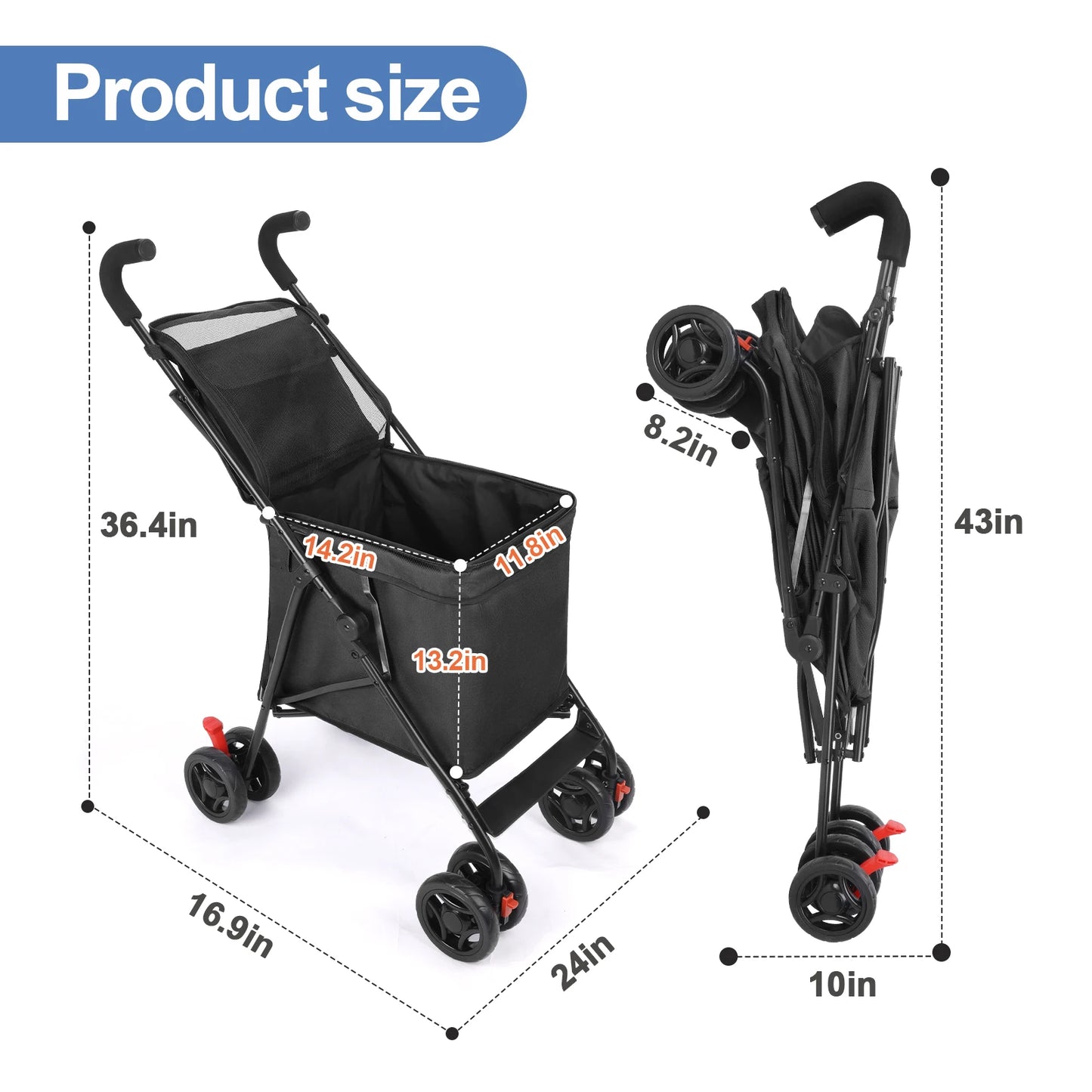 Multifunctional Folding Cart Pet Stroller Lightweight Market Trolley