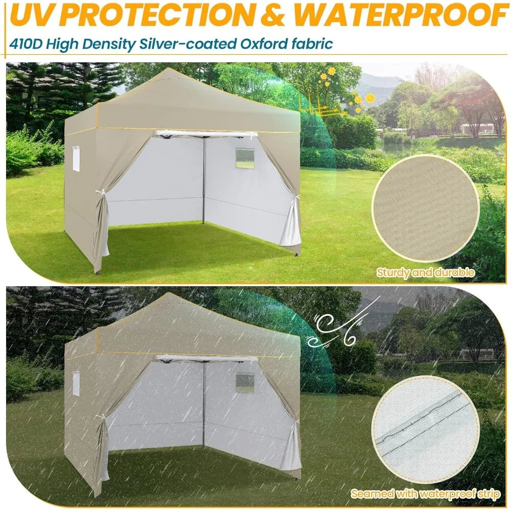 10x10 Pop Up Canopy Tent Heavy Duty Instant Waterproof Portable with Sidewalls