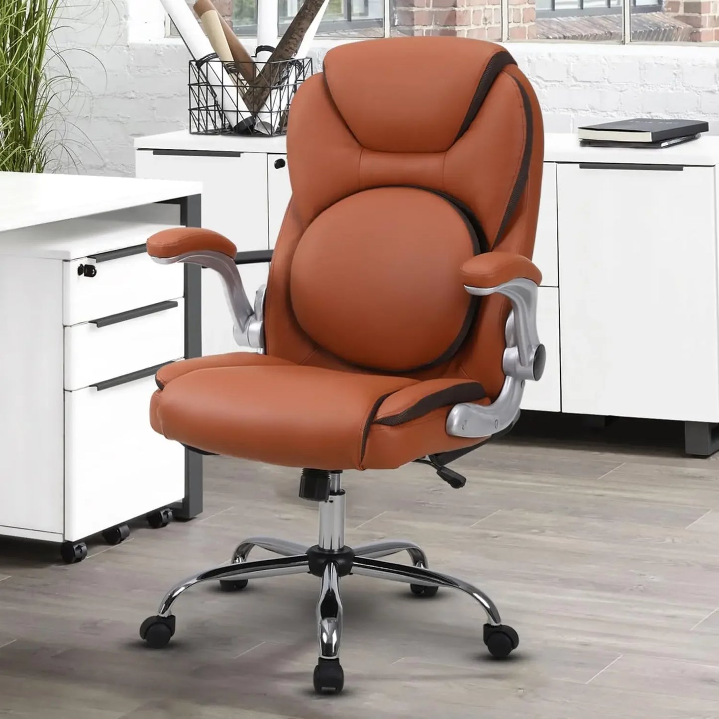 Executive Cross Legged Office Chair with Lumbar Support and Rocking Motion