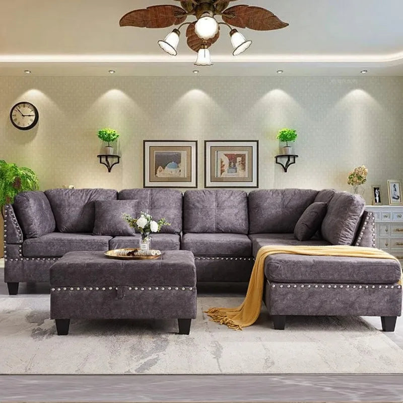 Ljustra Modular Sectional Sofa Set with Storage Ottoman and Pillows
