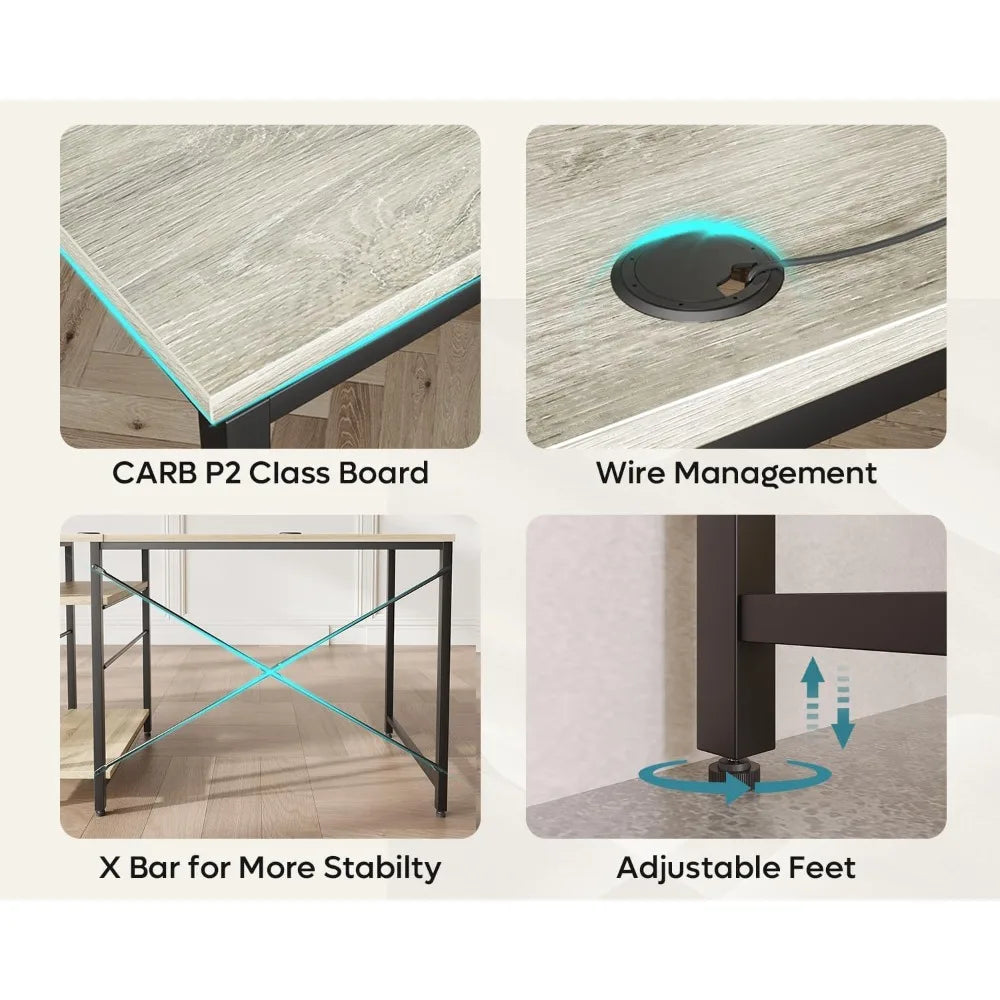 L Shaped Desk Reversible Corner Computer Desk for Home Office Large Writing