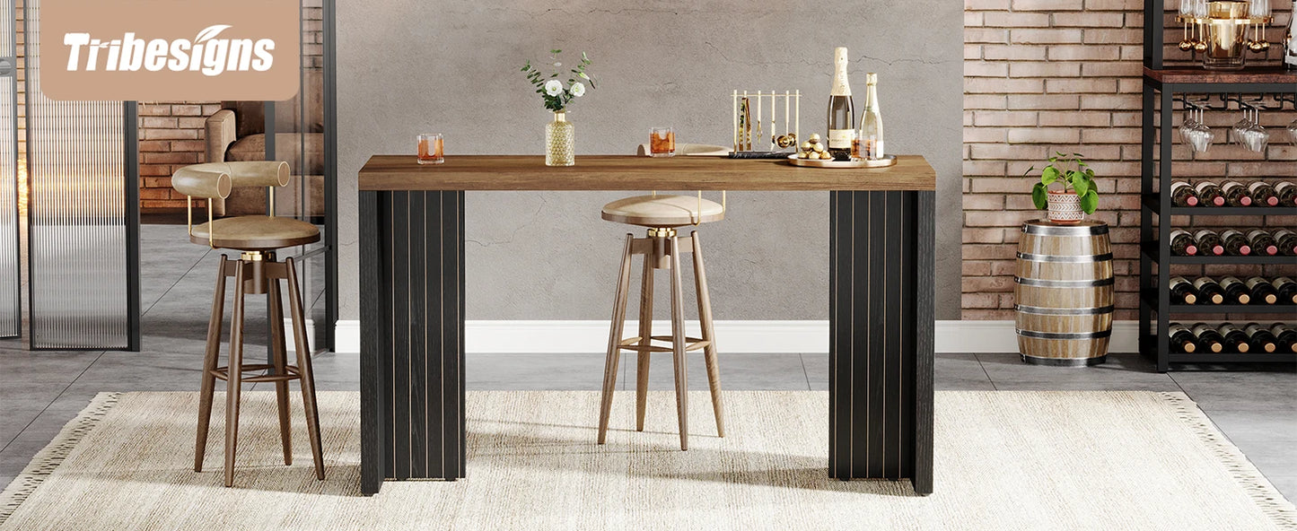 Tribesigns 55 Inch Bar Table Modern Mini Bar with Faux Marble Top